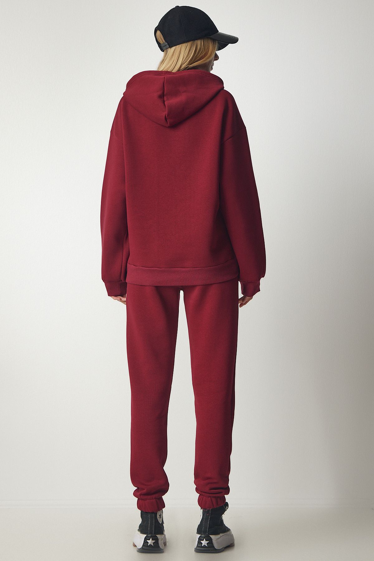 Lovelyİstanbul-Burgundy Hooded Raised Tracksuit Set - Ldd0060 6