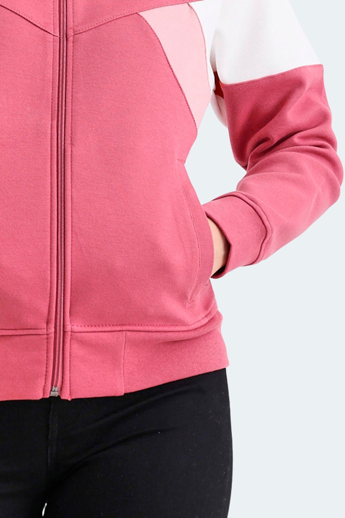 Slazenger VICTORY Kadın Fermuarlı Dik Yaka Cepli Gül Sweatshirt görsel 5