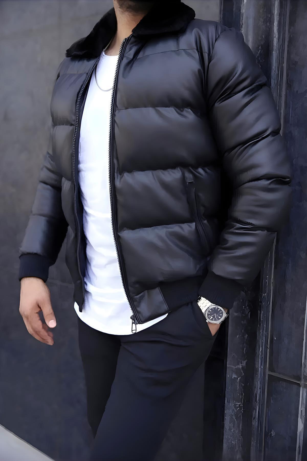 Men's Fur Neck Inflatable Coat