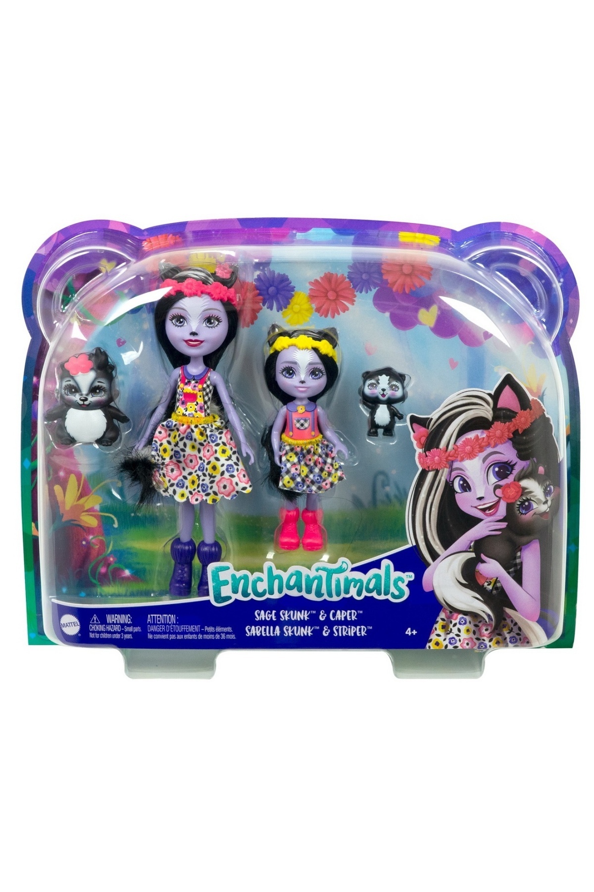 Enchantimals-SISTERS DOLL SET AND THEIR PETS SAGE SKUNK AND CAPER AND SABELLA SKUNK AND STRIPER 1