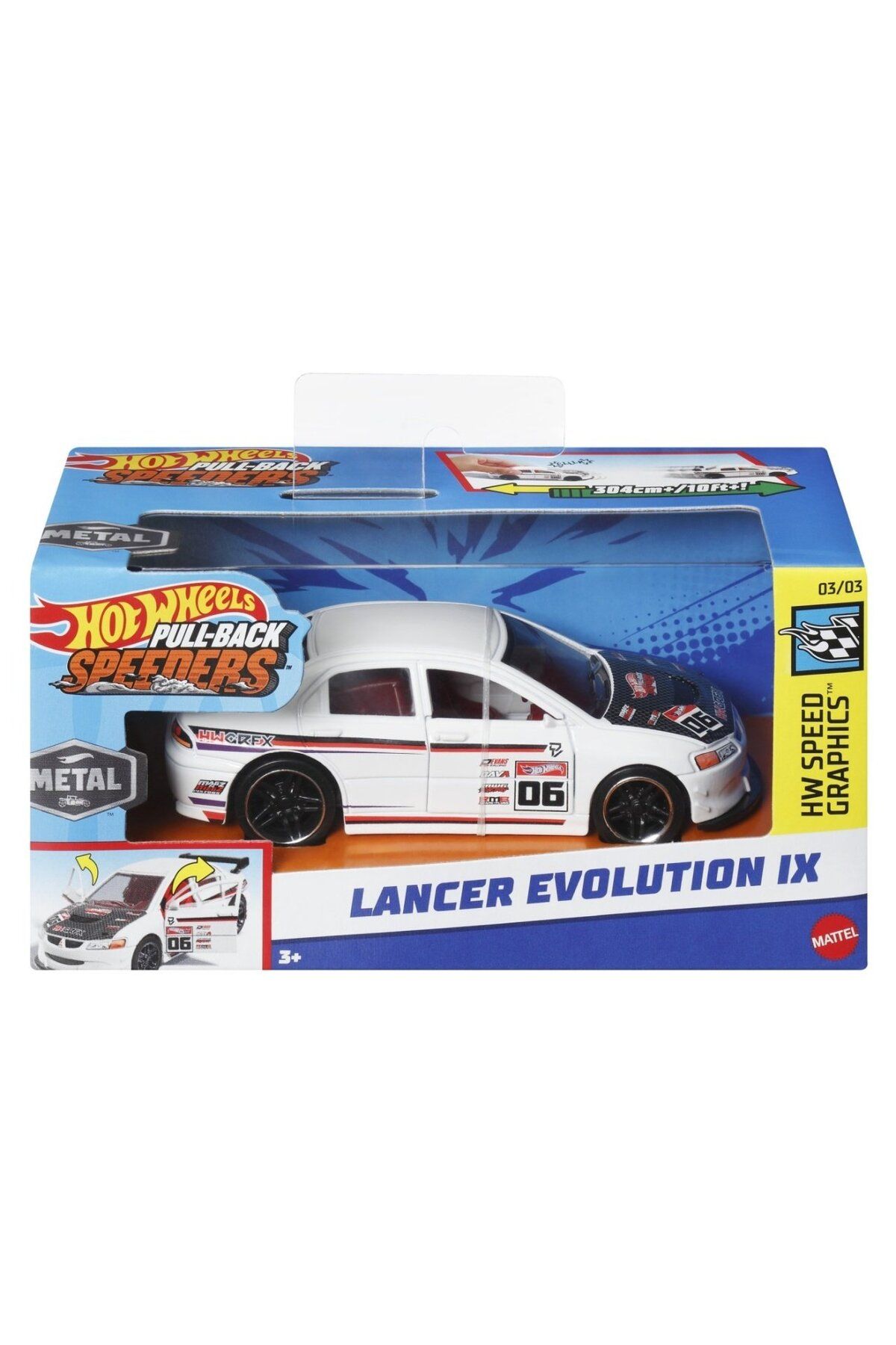 HOT WHEELS-MASINUTA METALICA CU SISTEM PULL BACK LANCER EVOLUTION IX SCARA 1:43 1