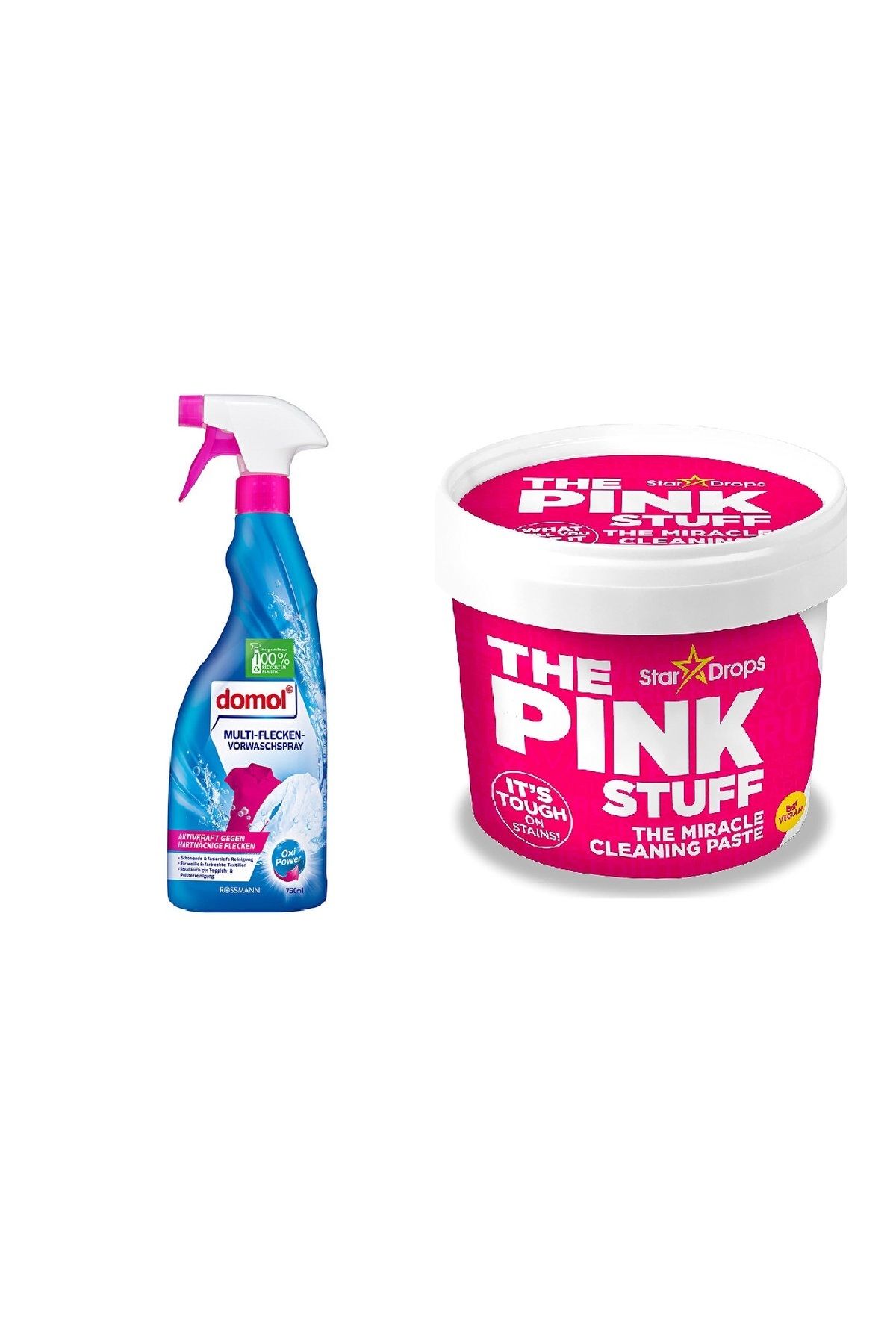 ROSSMANN Leke Çıkarıcı Sprey Yıkama Öncesi Oxi Güç 750 Ml ve the pink stuff mucizevi temizlik macunu 850 gr