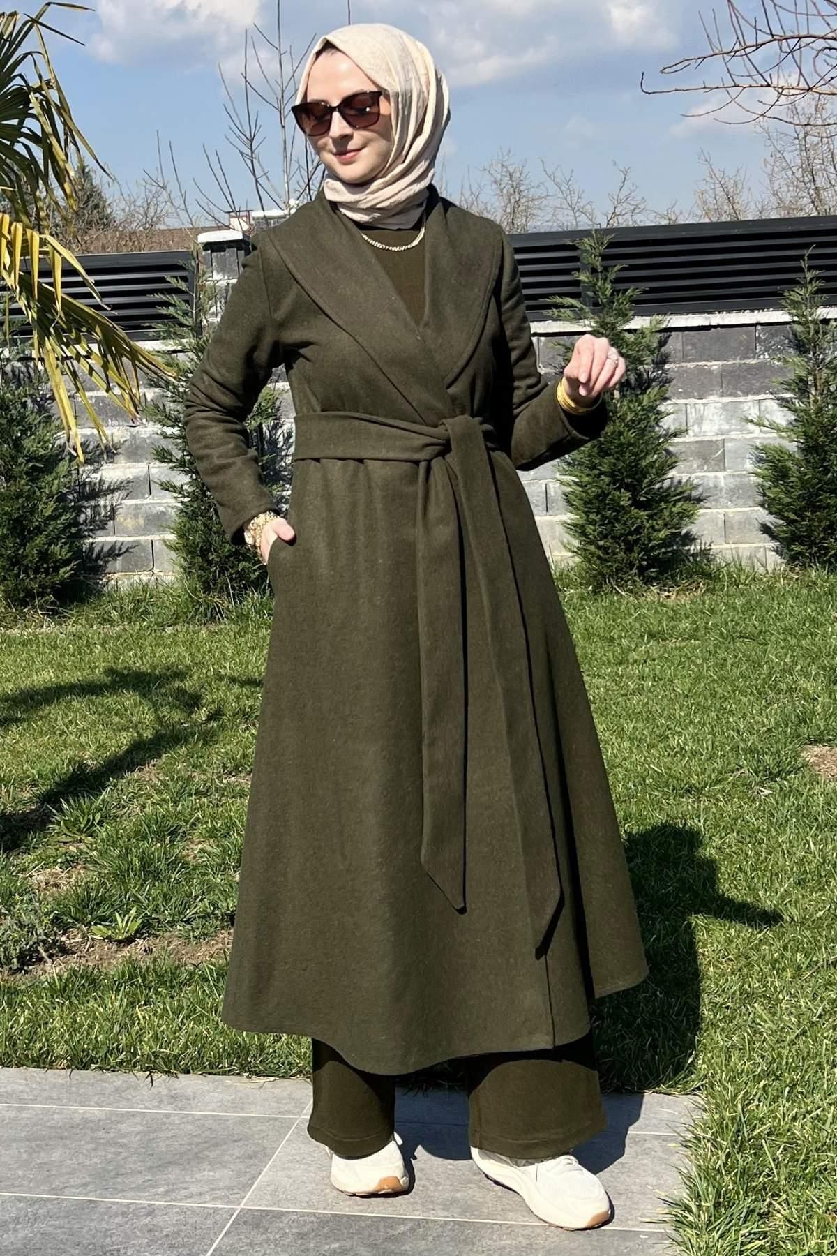 Rabia Şamlı-Selin Khaki Stamp Coat 3