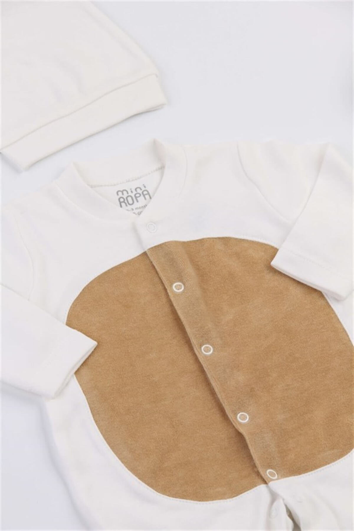 Mini Ropa Ekru Renk Bebek Tavşan Ponponlu Tavşan Kulaklı Tulum Bebek Hediyesi Bebek Fotoğtaf Çekimi Ürünü fotoğrafı 3 (önizleme)