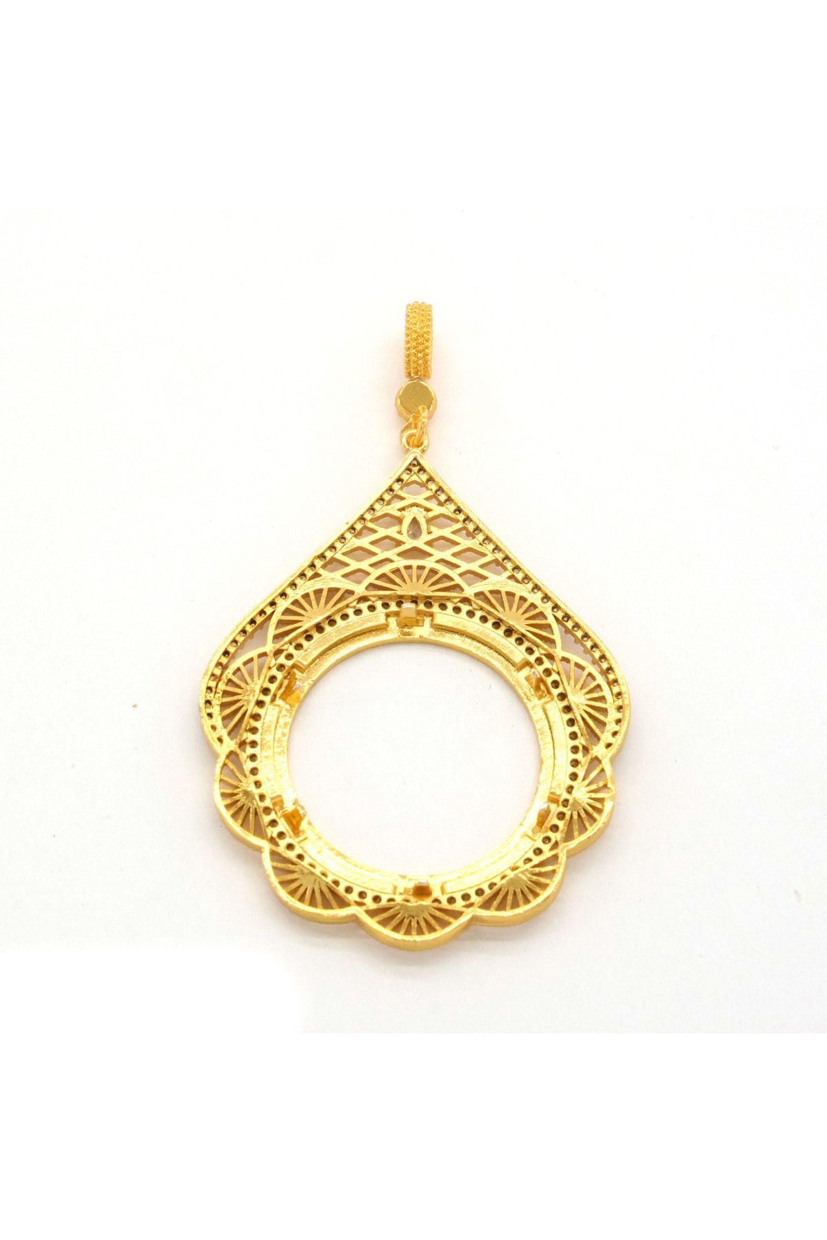 FerizZ-Gold Plated Embroidered Full Rim Necklace - Tgr-598 2