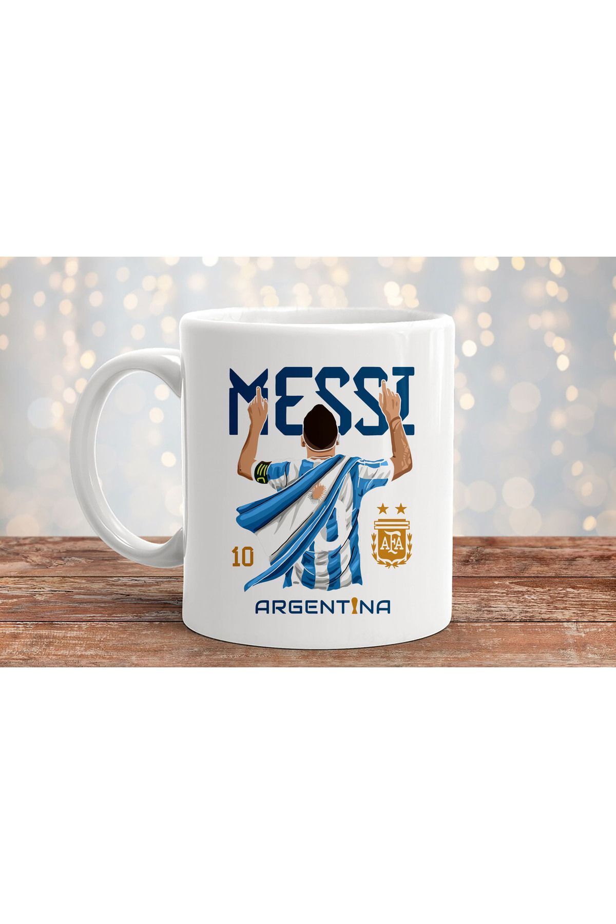 sielta Lionel Messi Baskılı Hediyelik Porselen Kupa Bardak