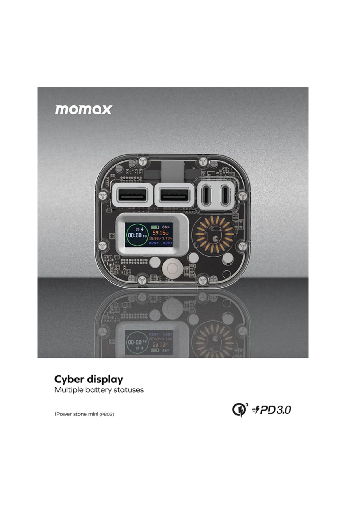 Momax-iPowerstone Mini Power Station, 40000mAh Capacity, Fast Charge, 100W Output, Space Grey 7