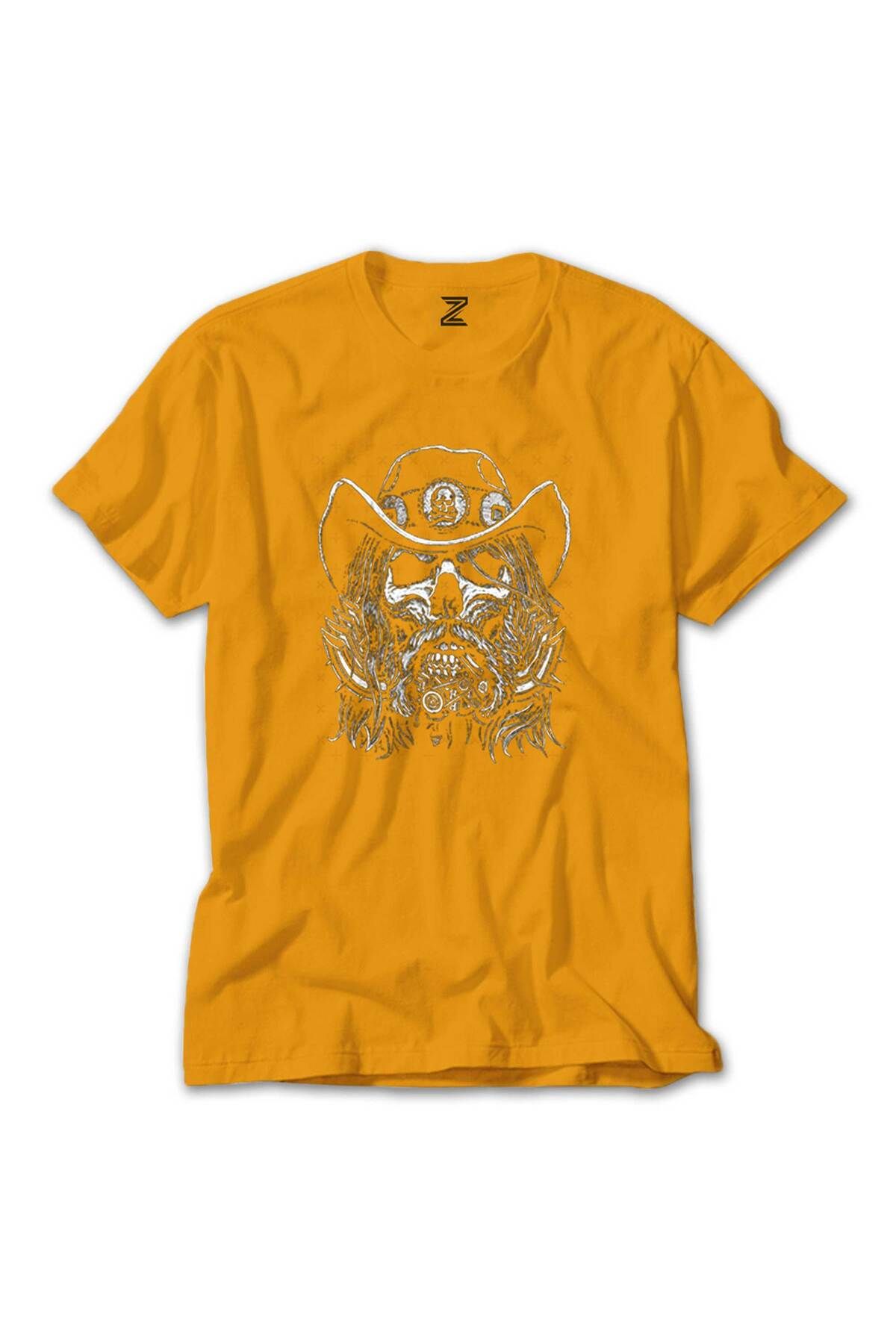 WAKHA Motörhead Lemmy Kilmister Skull Portre Sarı Tişört
