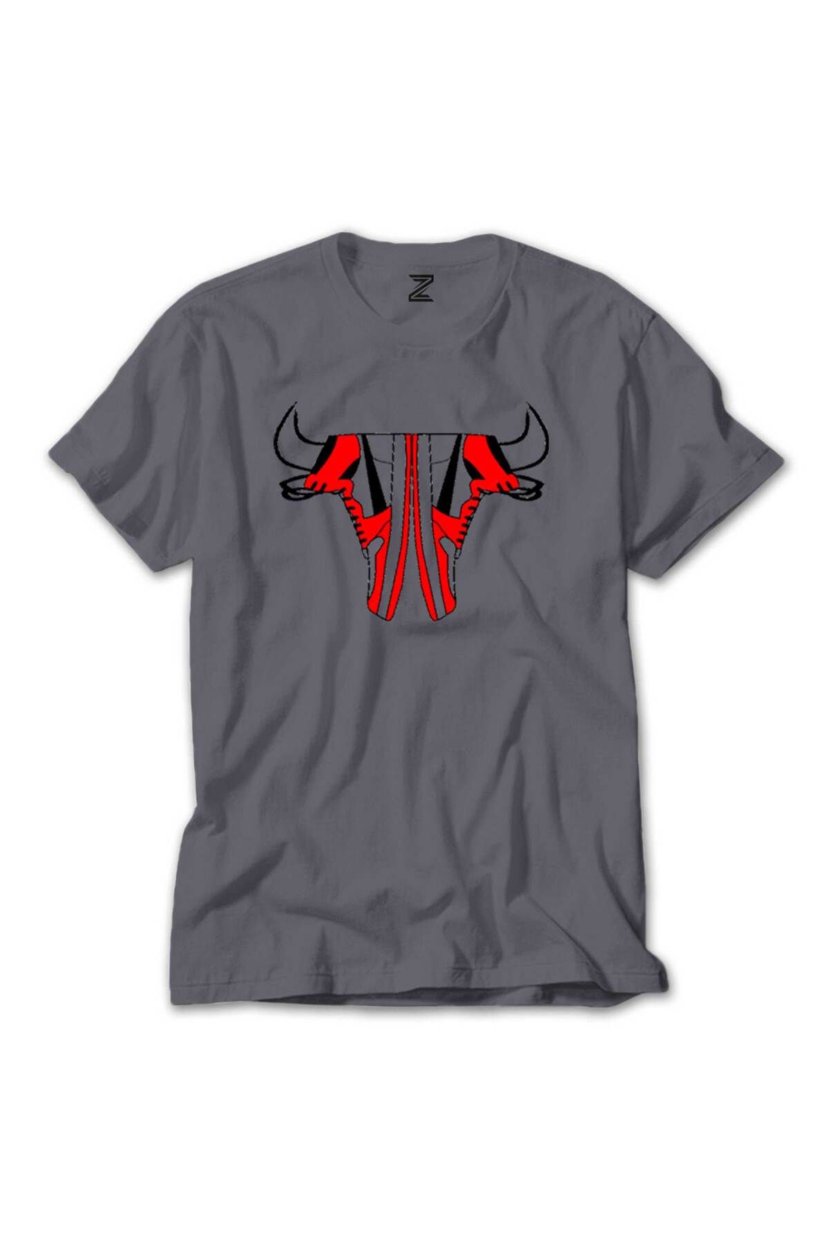 WAKHA Chicago Bulls Shoes Gri Tişört
