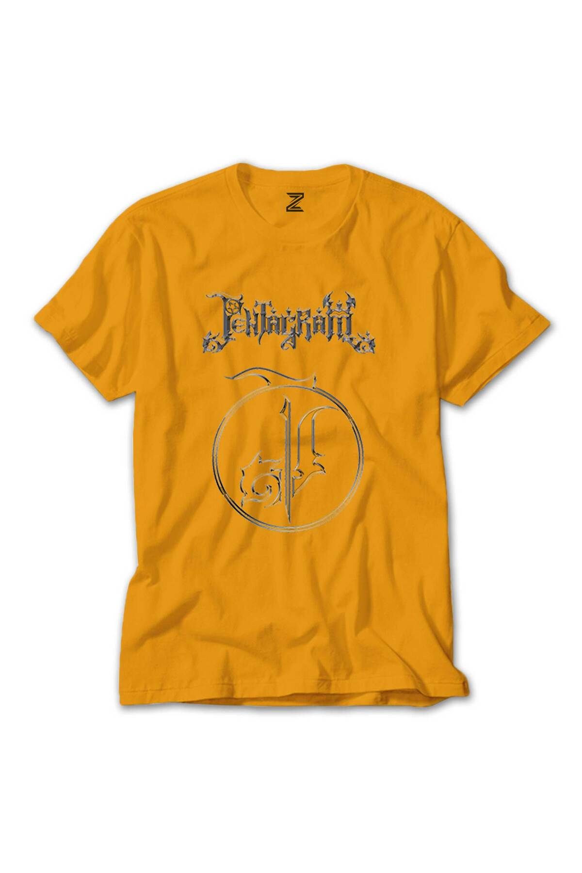 WAKHA Pentagram Yazı Bir Logo Sarı Tişört