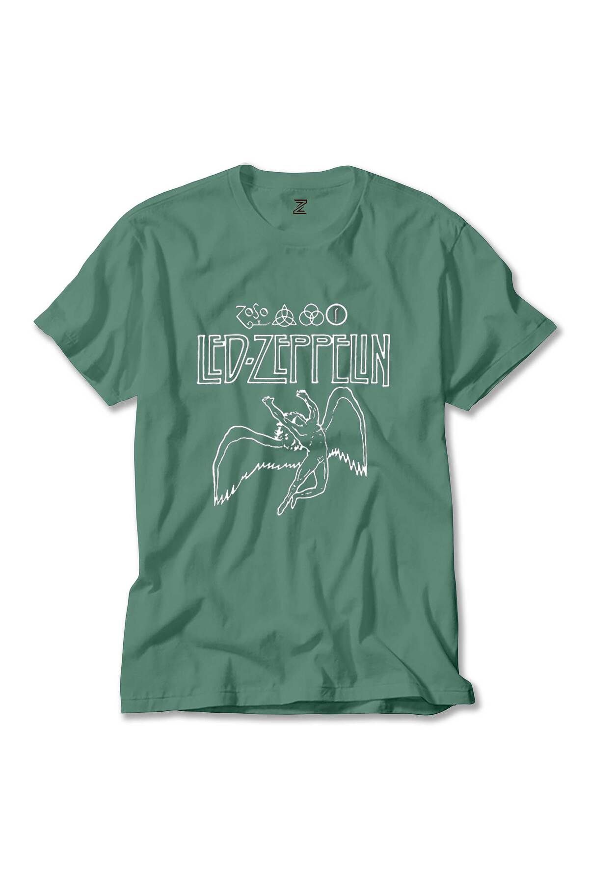 WAKHA Led Zeppelin Zoso Icarus Yeşil Tişört