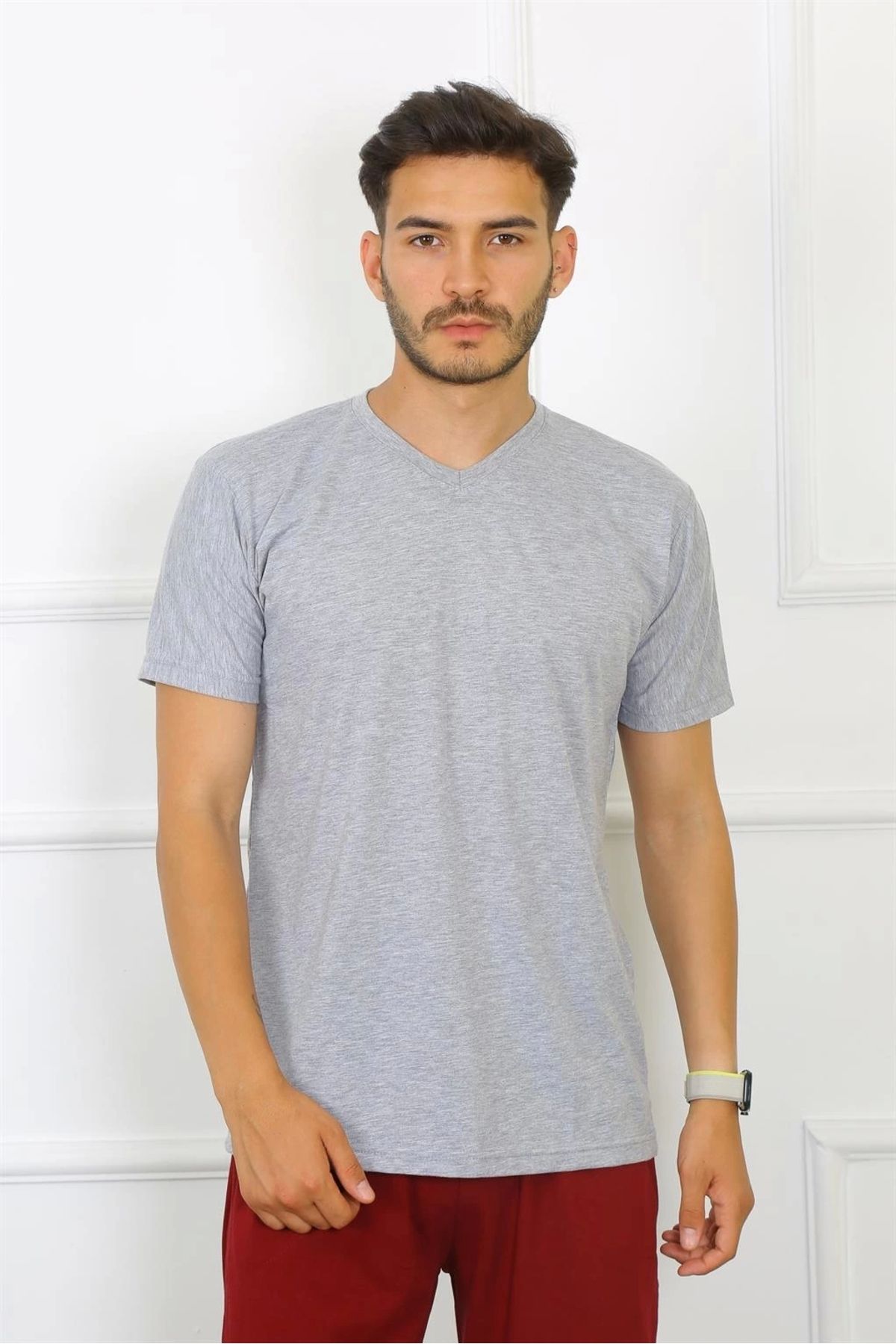 Akbeniz-Monolya Men's Gray 100% Cotton T-Shirt 27486 3