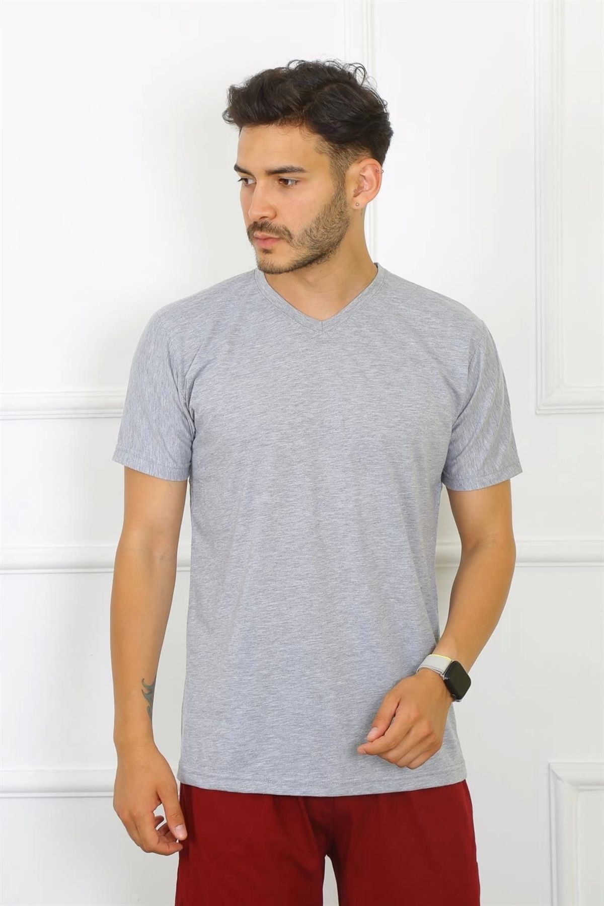 Akbeniz-Monolya Men's Gray 100% Cotton T-Shirt 27486 1