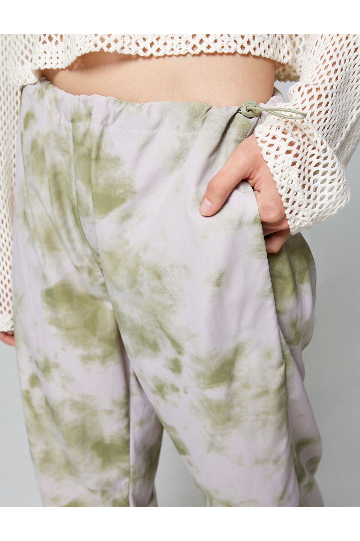 Koton-Parachute Trousers Batik Patterned Waist and Legs with Elastic Stoppers 5