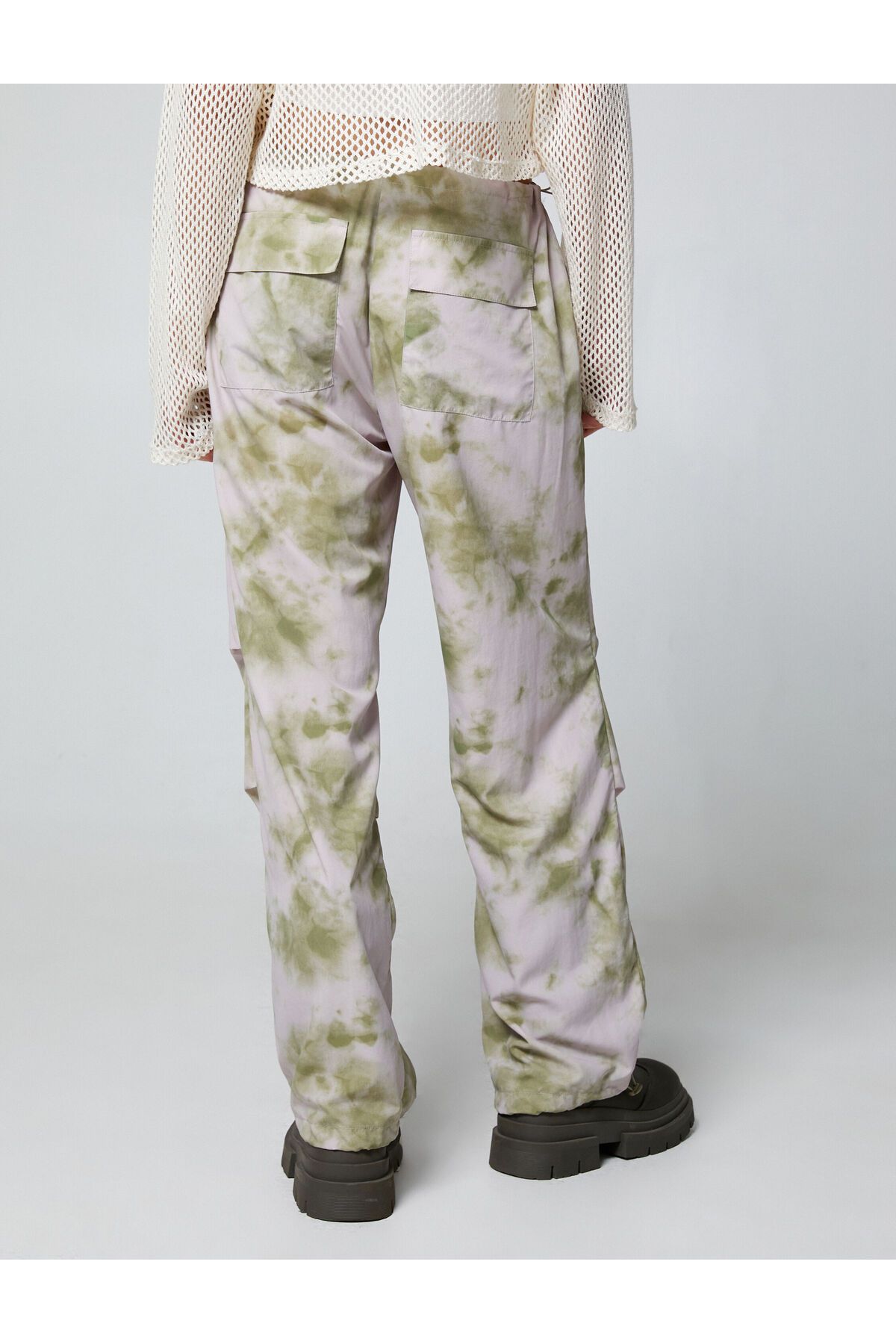 Koton-Parachute Trousers Batik Patterned Waist and Legs with Elastic Stoppers 4