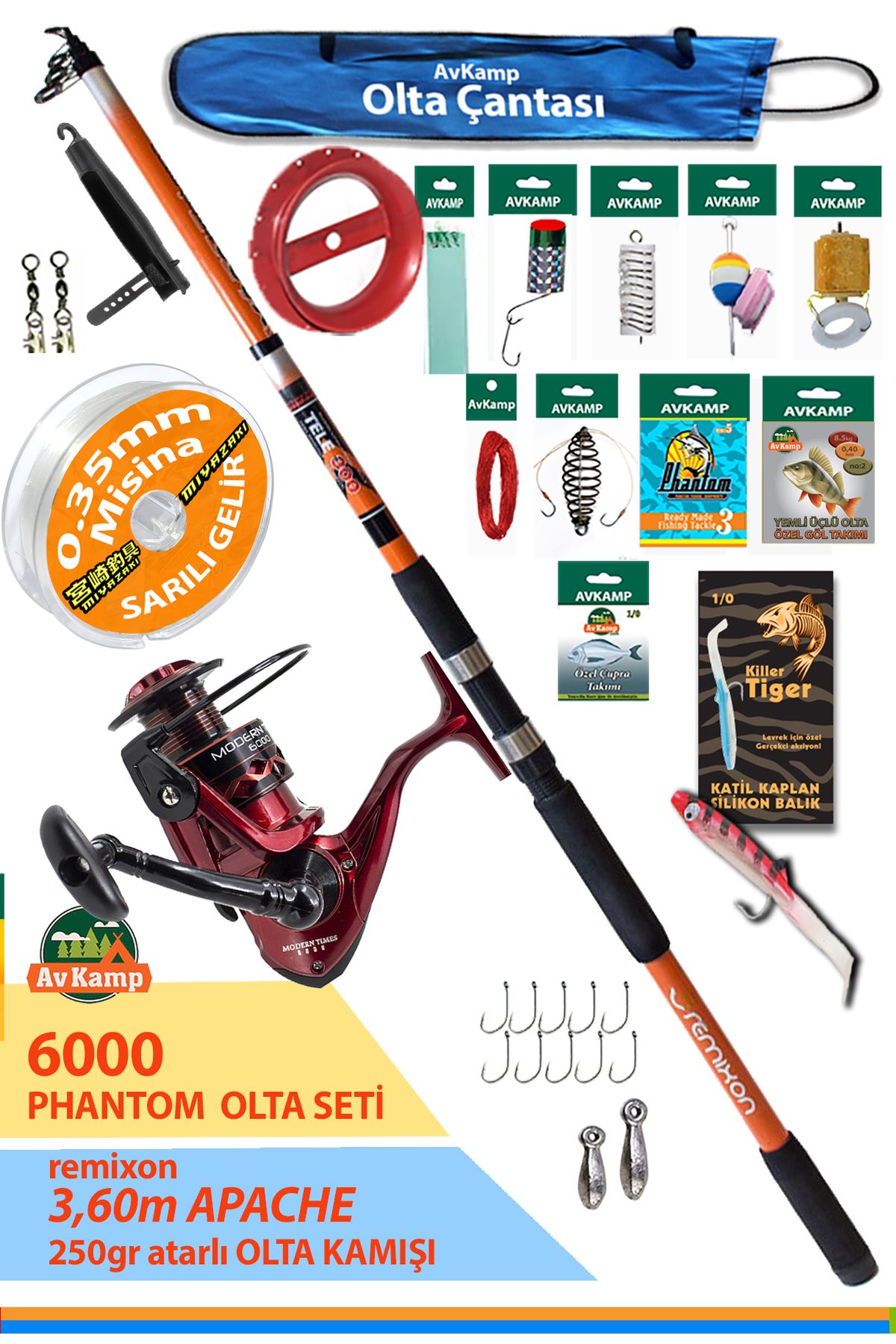 phantom fishing equipments Avkamp Phantom 3.60 Metre 250gr Atarlı Olta Seti