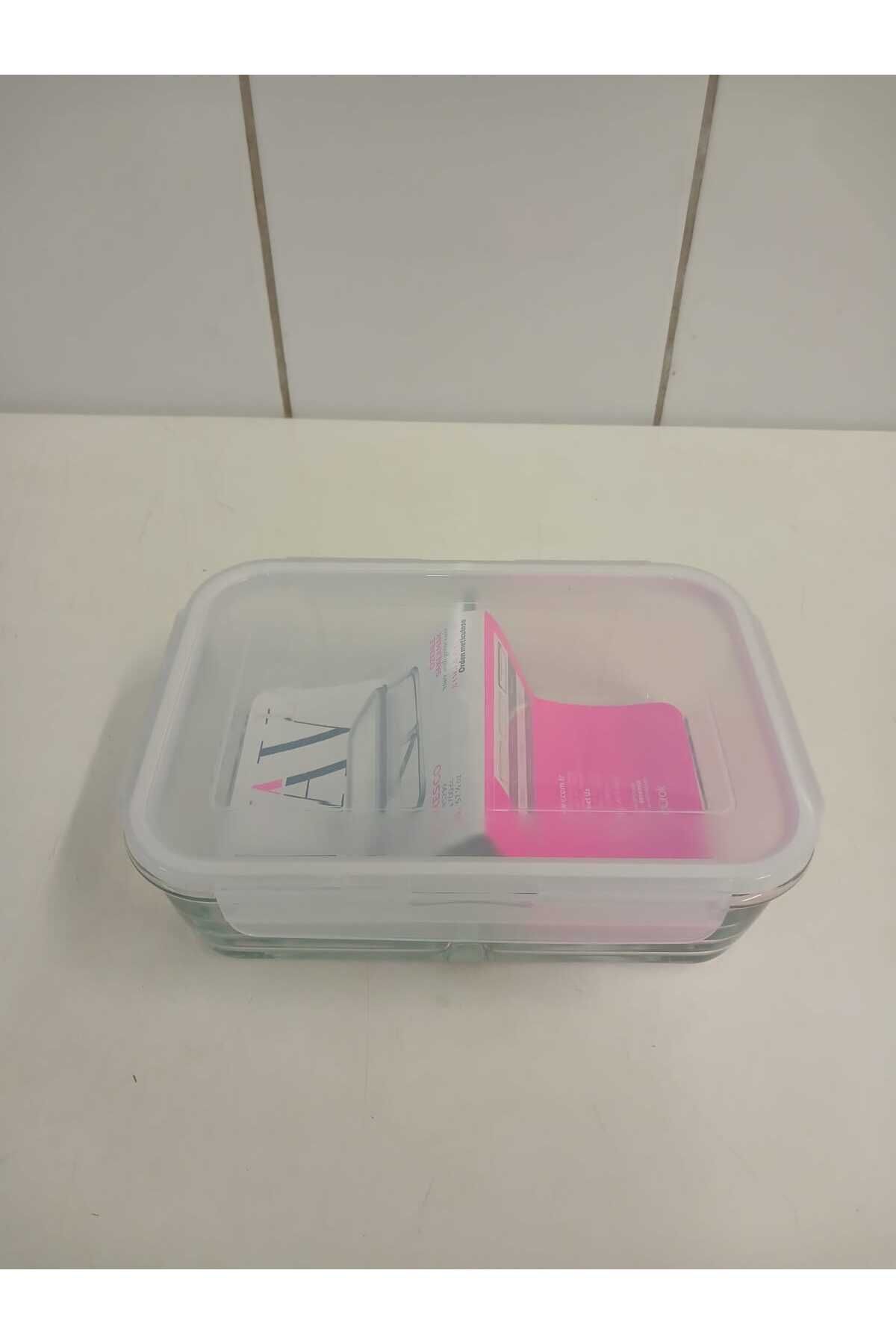 Mask-Fresco Glass Compartment Interlocking Rectangular Storage Container 1 Piece 1700Cc White Lid La V 5