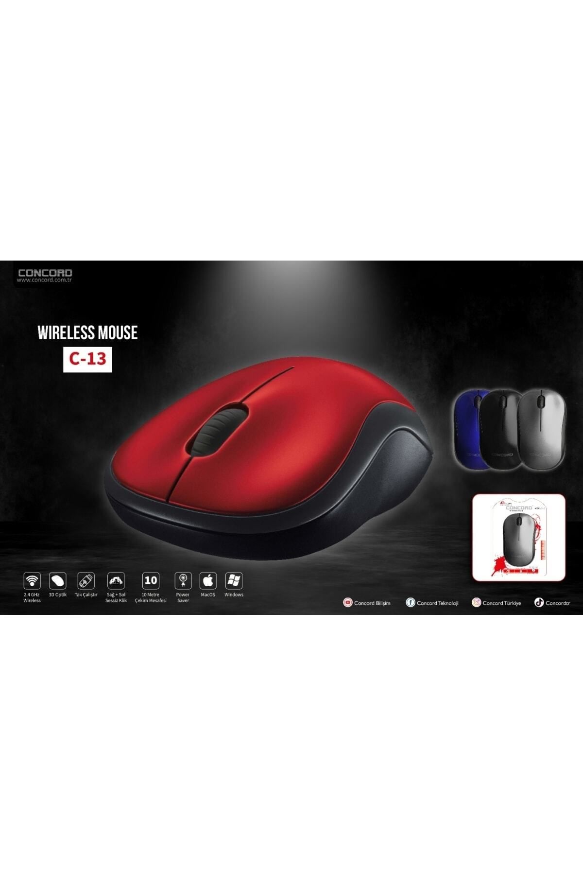 zirve elektromarket Wireless 1200 Dpı Kablosuz Optik Mouse - Kablosuz Mause C-13 Siyah
