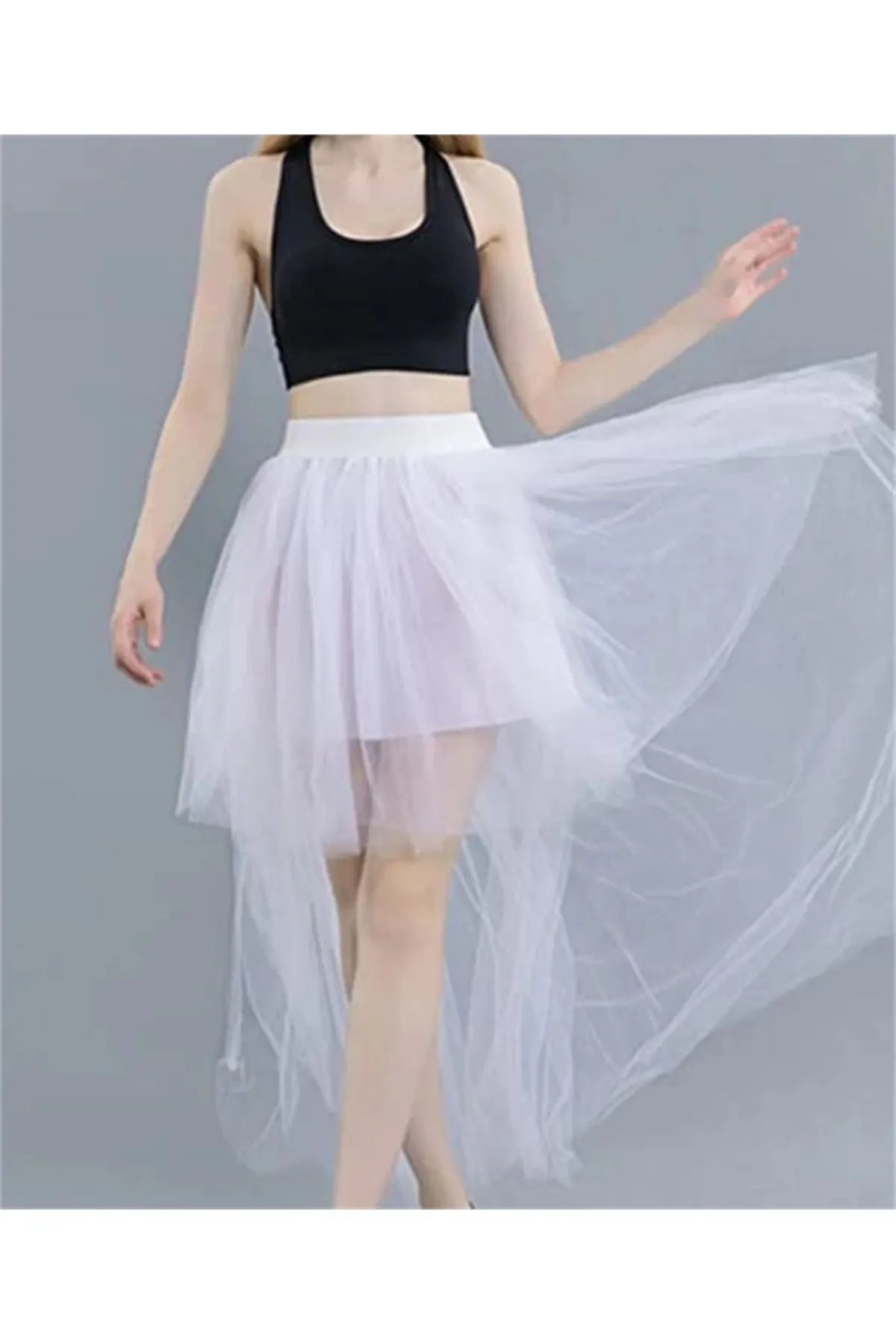 NSMLİFE-Fashion Elastic Waist Prom Skirt for Vacation and Travel - Front Short and Back Long Puff Skirts 1