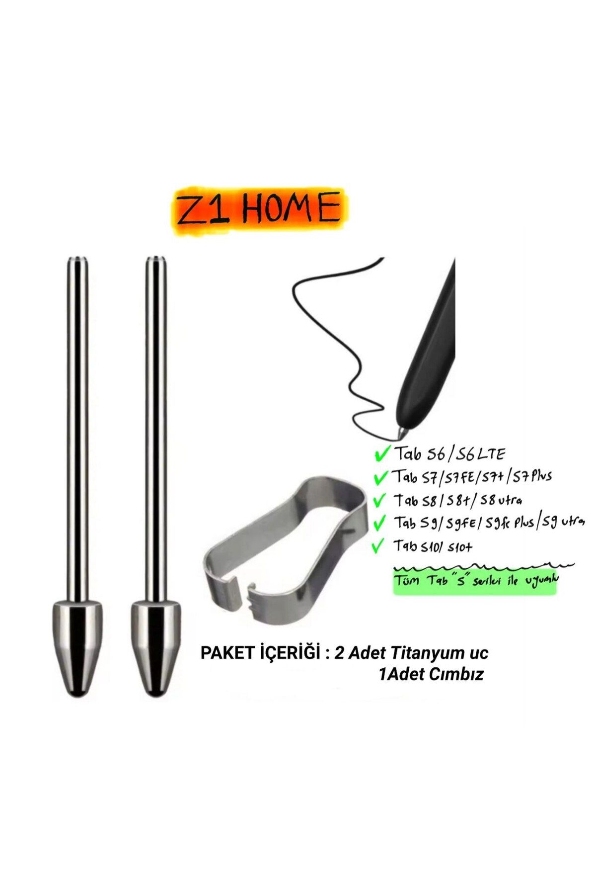 Z1 Home S Pen Kalem Alaşım(METAL TÜREVİ) Ucu S6/s6 Lite/s7/s7 Fe/s8/s9/s9 Fe/s9 Plus Kalem Ucu (2 ADET)