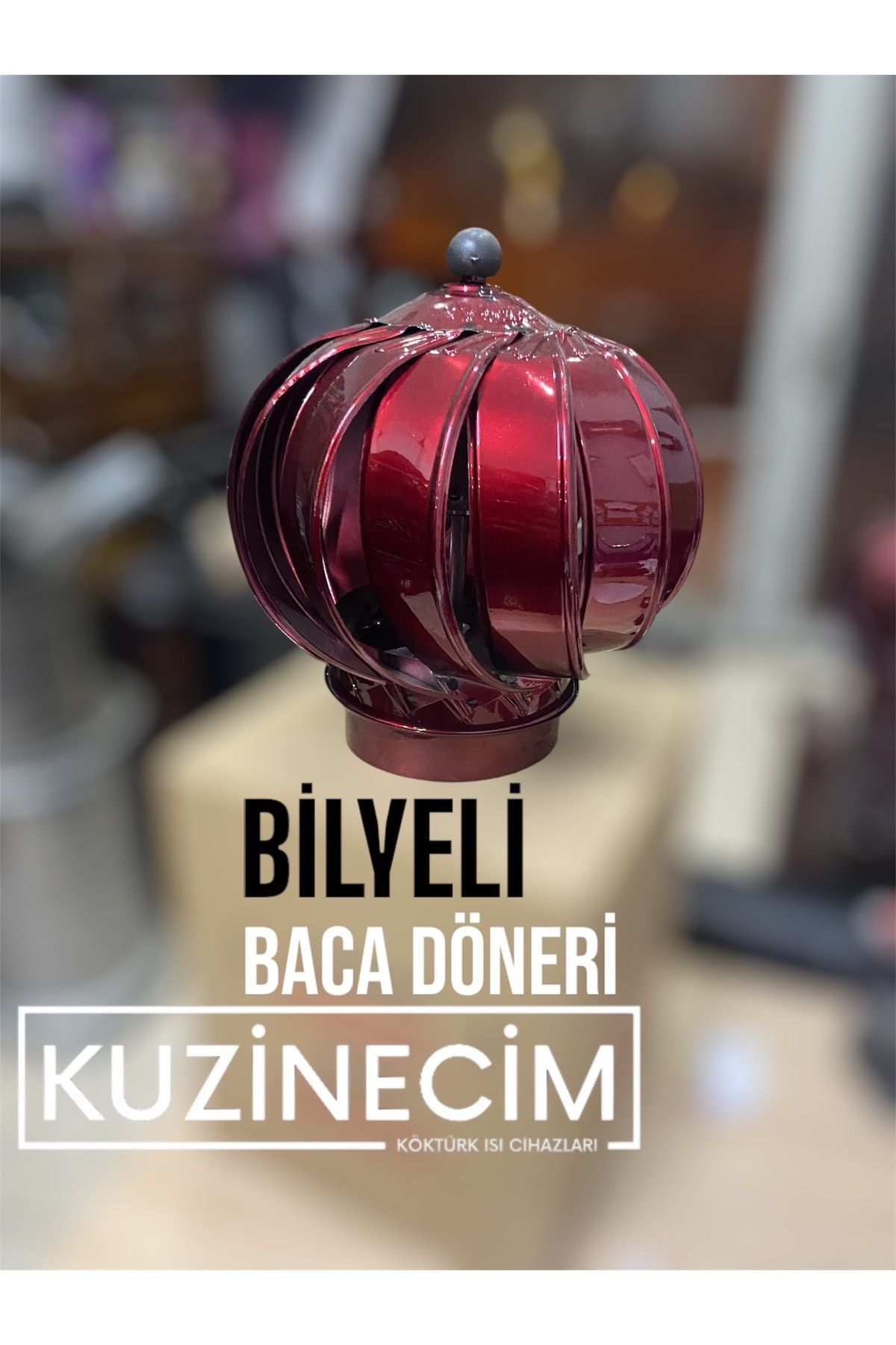 KUZİNECİM BACA DÖNERİ RÜZGAR GÜLÜ BİLYELİ BOYALI SOBA BORUSU UYUMLU HAVALANDIRMA