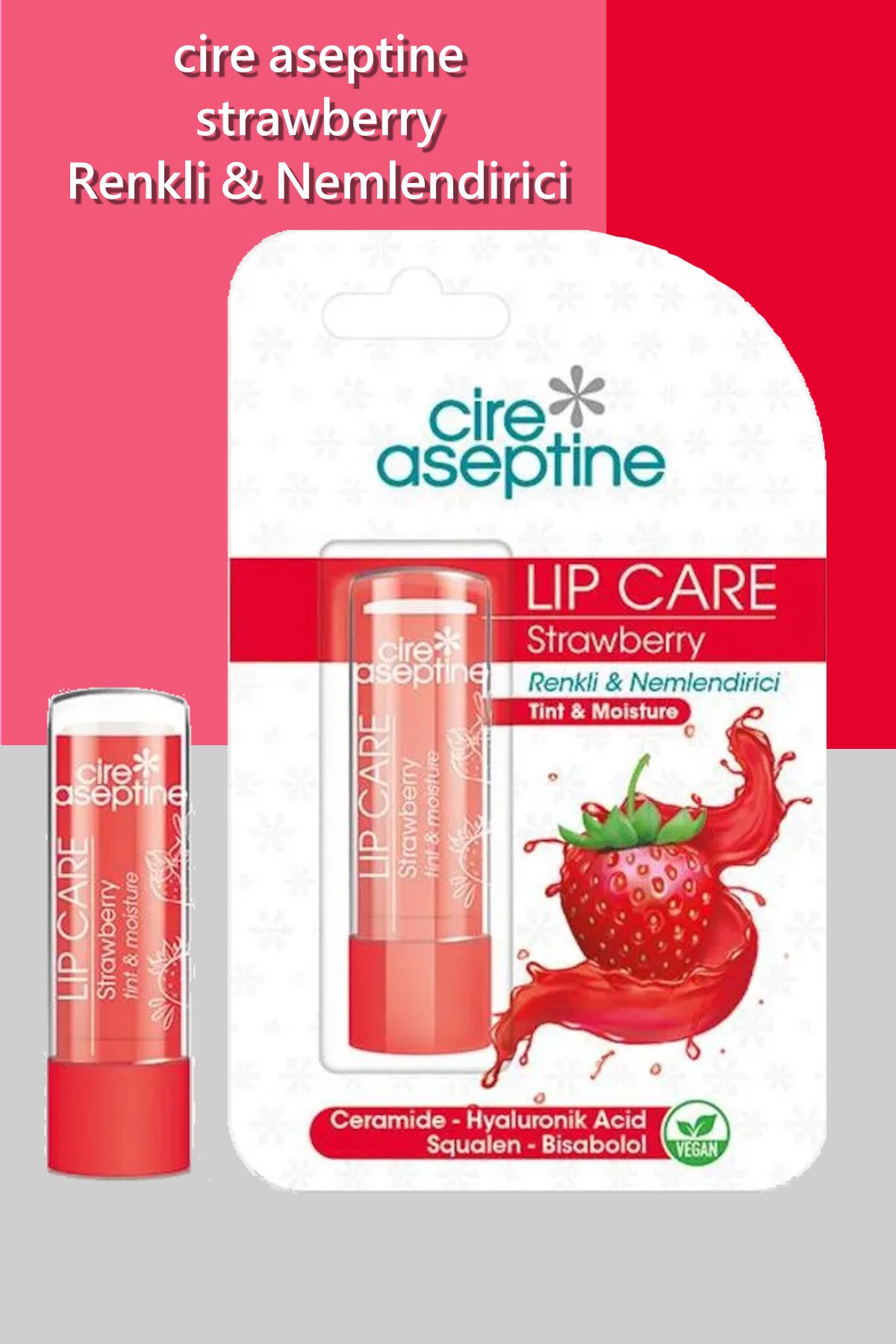 CIRE ASEPTINE Lip Care Strawberry (Çilek) Renkli Dudak Nemlendirici 4,5 G