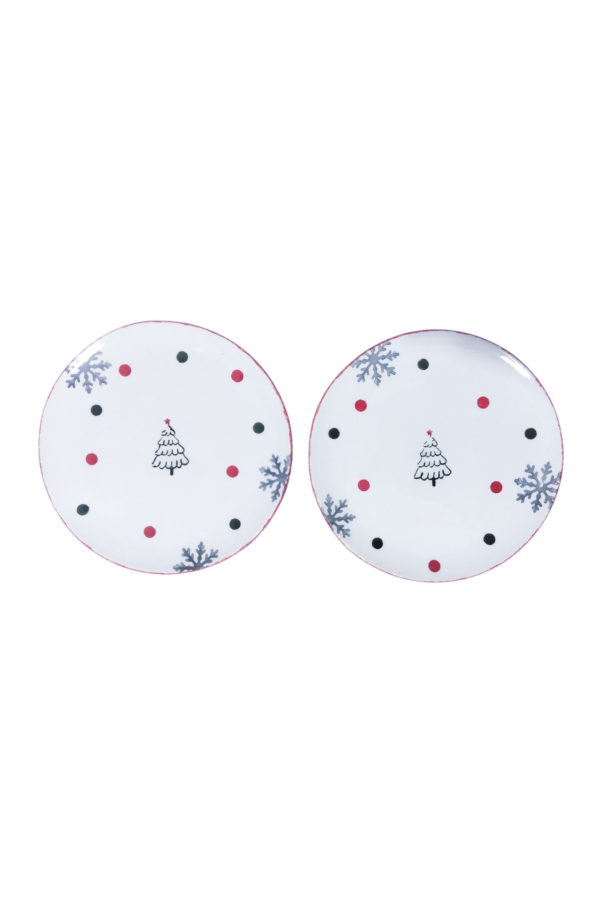 Ganita home-Newyear Polka Dot Round Cake Plate - 2-Piece Plate 19 cm 2