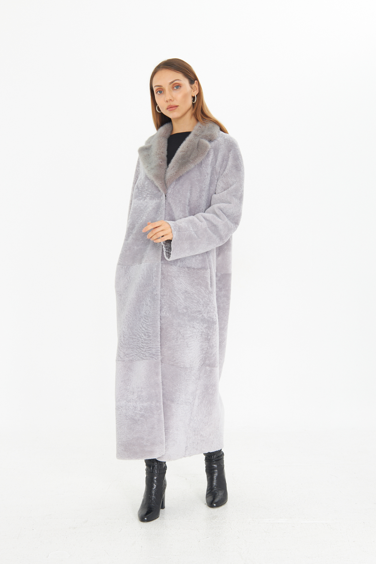 By Marki Marki  Hakiki Astragan Kürklü Palto - 127 Cm, Çift Taraflı, Deri Ve Kürk Yüzeyli, Özel Kürk Yakalı - 115822 - Görsel 8