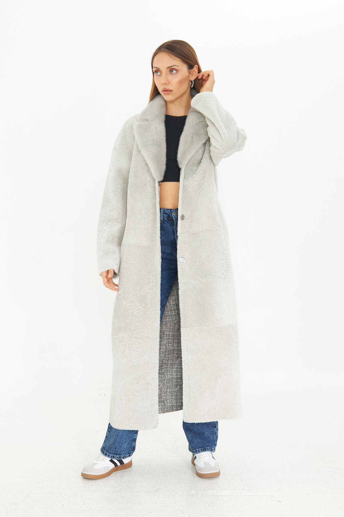 By Marki Marki  Astragan Kürklü Palto - 127 cm, Çift Taraflı, Deri ve Kürk Yüzeyli, Özel Kürk Yakalı - 115822 - Görsel 5