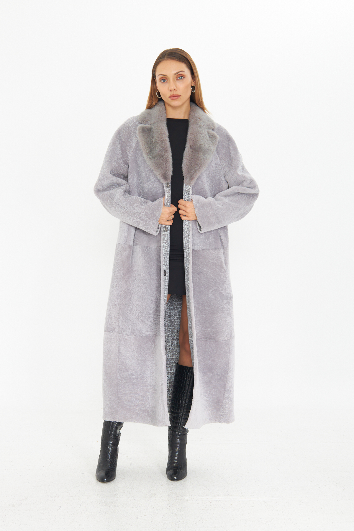 By Marki Marki  Hakiki Astragan Kürklü Palto - 127 Cm, Çift Taraflı, Deri Ve Kürk Yüzeyli, Özel Kürk Yakalı - 115822 - Görsel 7