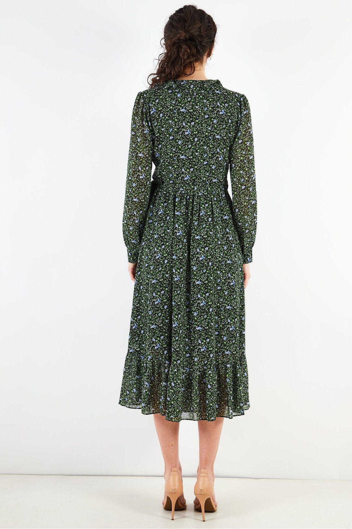 Michael Kors-Women Floral Print Midi Dress, Green 2