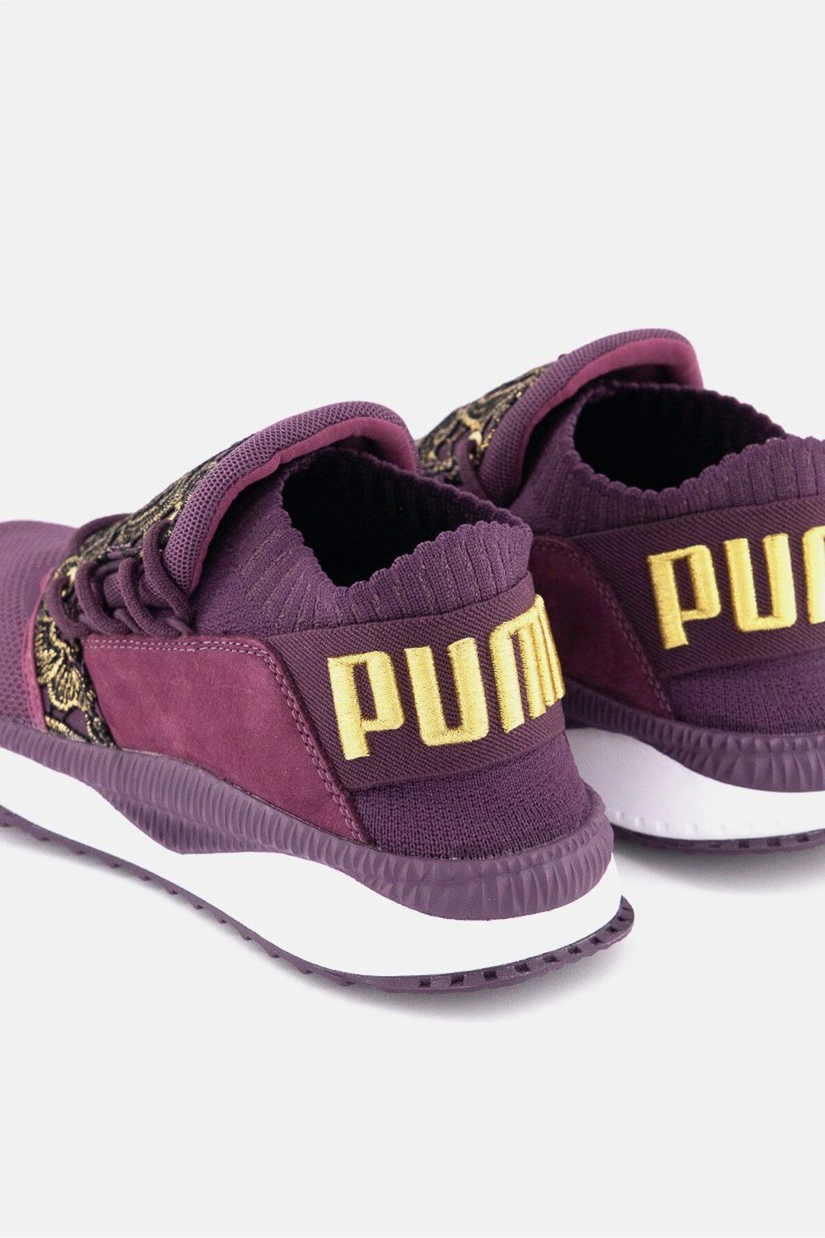 Puma-Women TSUGI Shinsei Mesh Lace Shoes, Shadow Purple and White and Gold 3