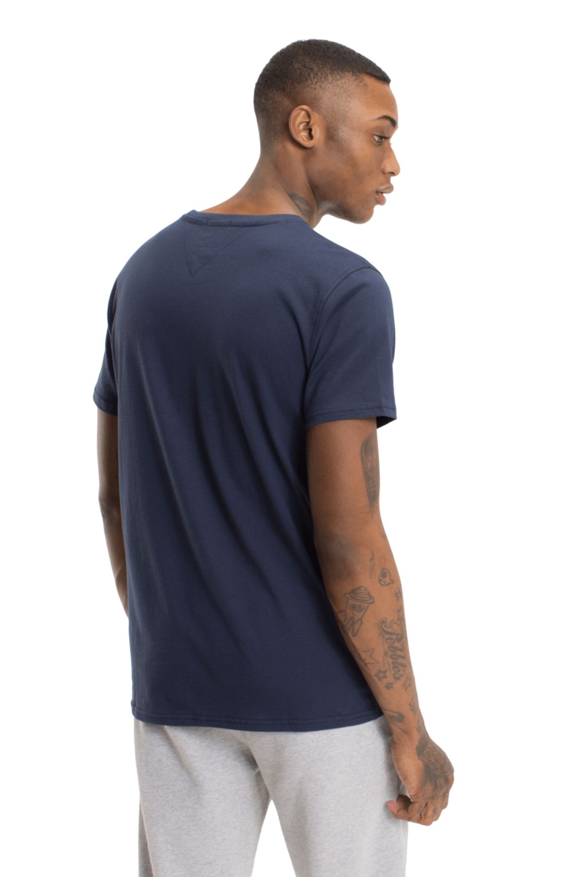 Tommy Jeans-Men's Crew Neck T-shirt - 100% Organic Cotton, Navy Blue, Brand Logo 3