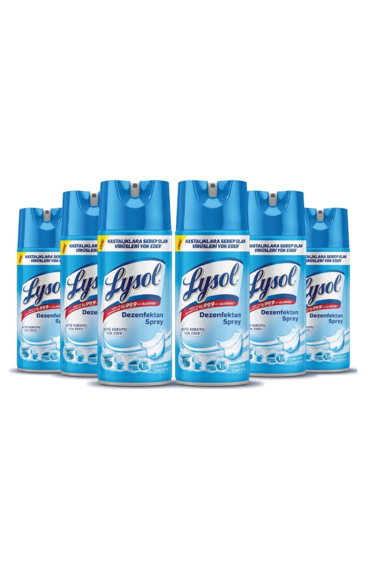 Lysol Dezenfektan Sprey 400 ml x 6'lı Paket - Virüs ve Bakterilere Karşı %99.9 Etkili Temizlik