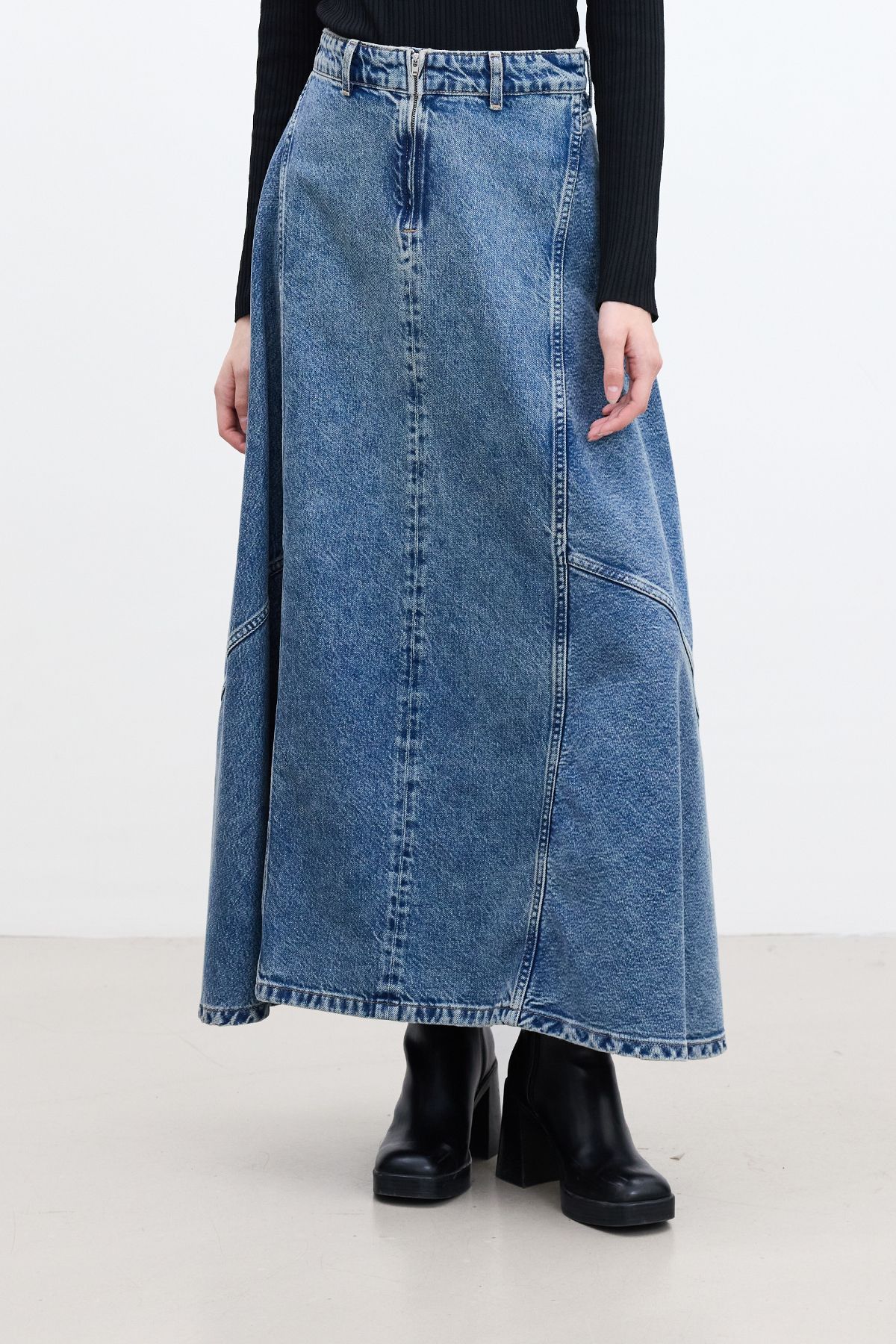 Manuka-Blue Flounce Denim Skirt 7