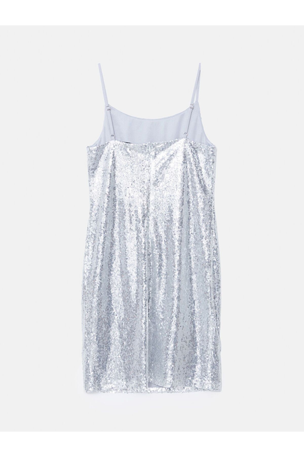 LC Waikiki-Xside Gray U-Neck Strap Sequined Women's Dress 7