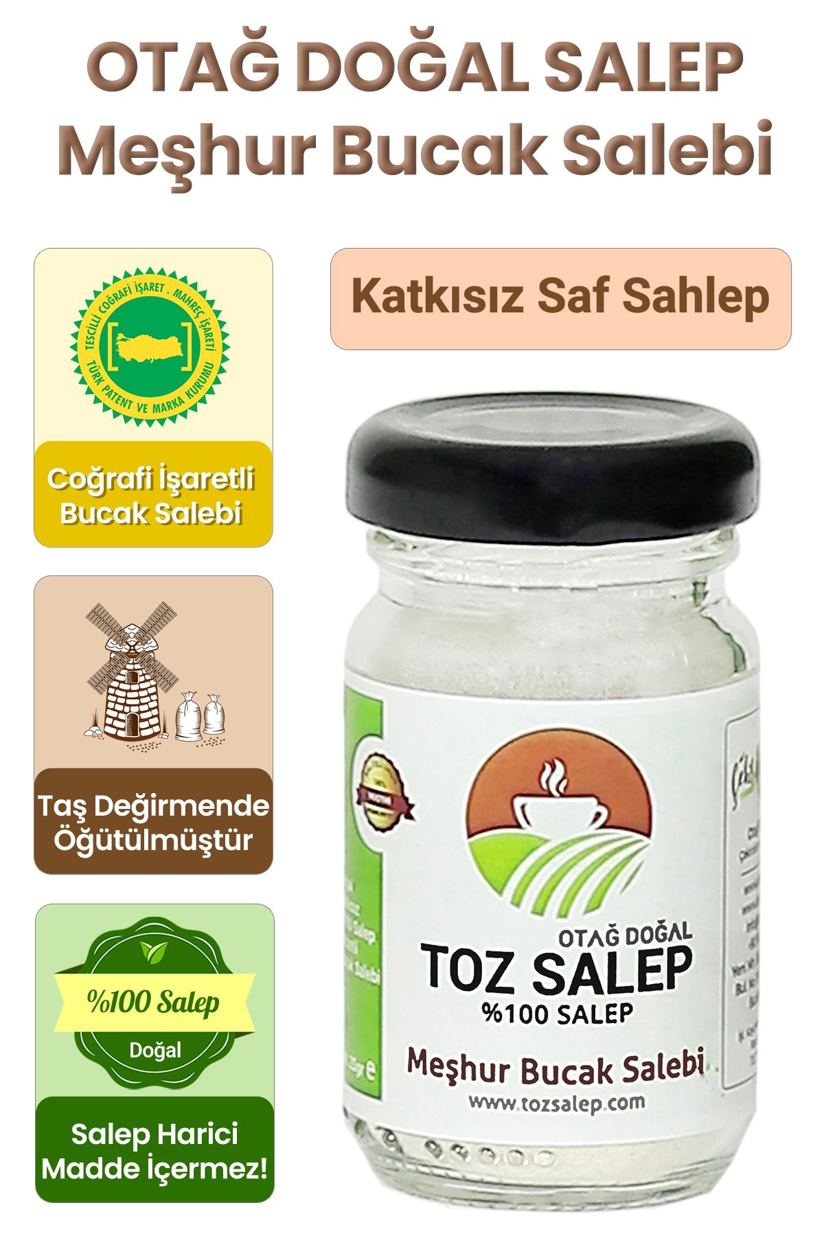 Otağ Doğal Katkısız Toz Salep 25gr 20 Fincanlık Meşhur Bucak Salebi