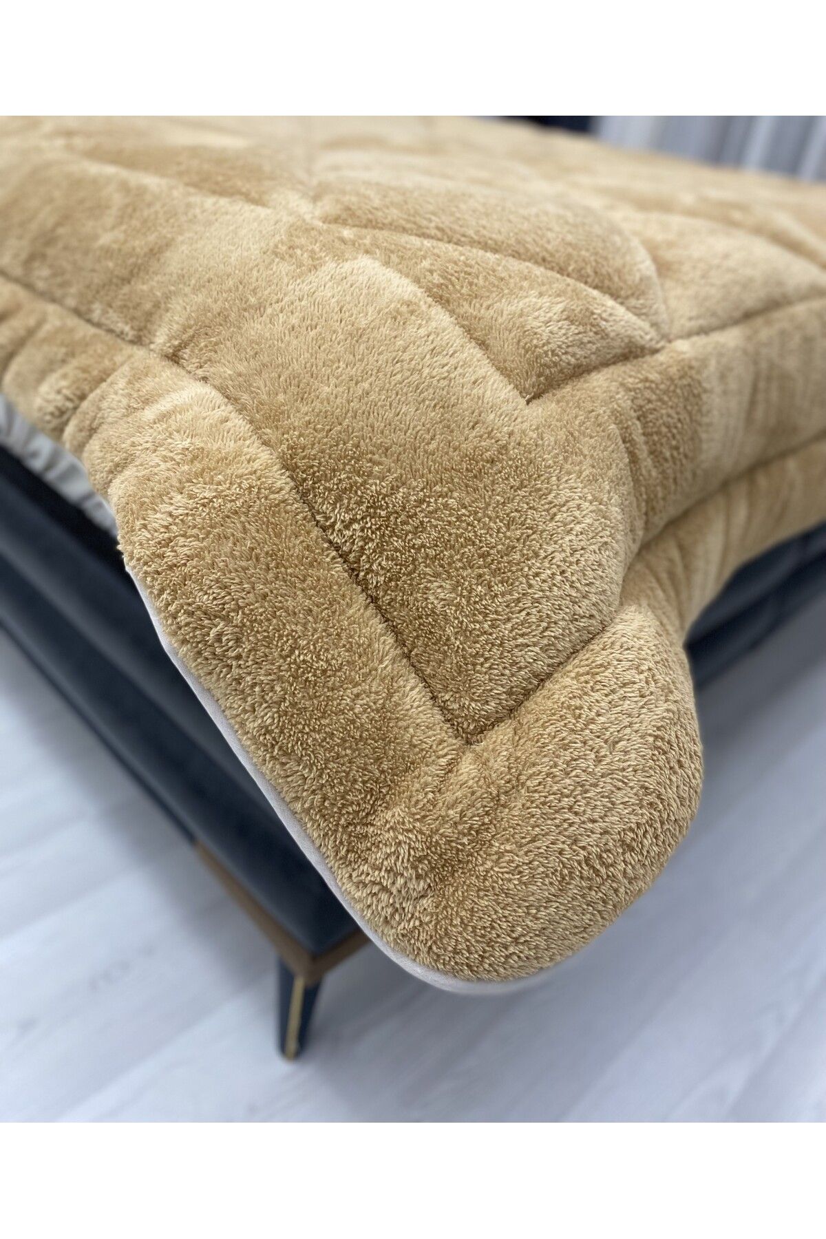 yok yok evim eve dair her şey-Welsoft Fluffy Double Sided Mink Geometry Patterned Single Duvet Sleeping Set 2
