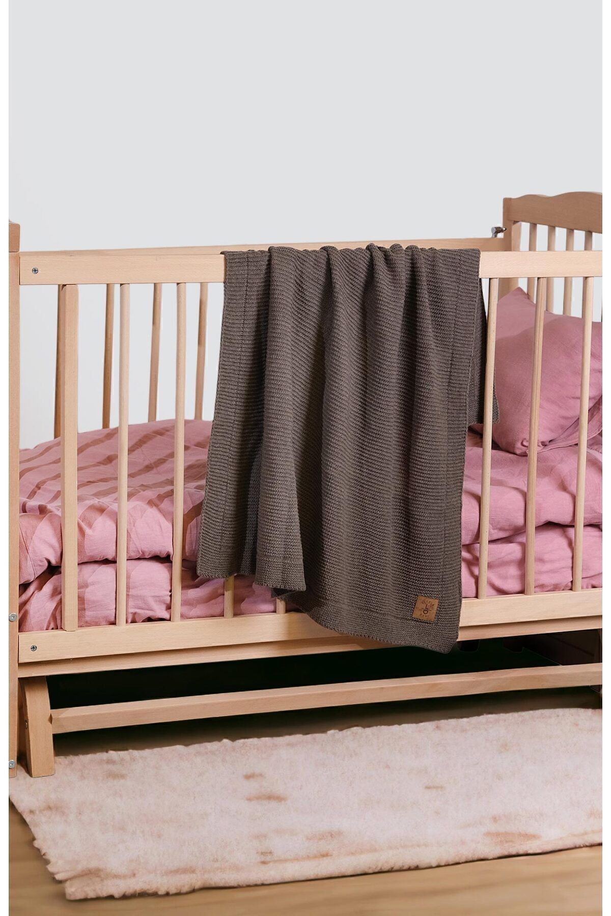 Next Baby LITTLE DEDI Alina Knitted Baby Blanket, Soft Lightweight Swaddle Blanket, Brown 80x100 Cm