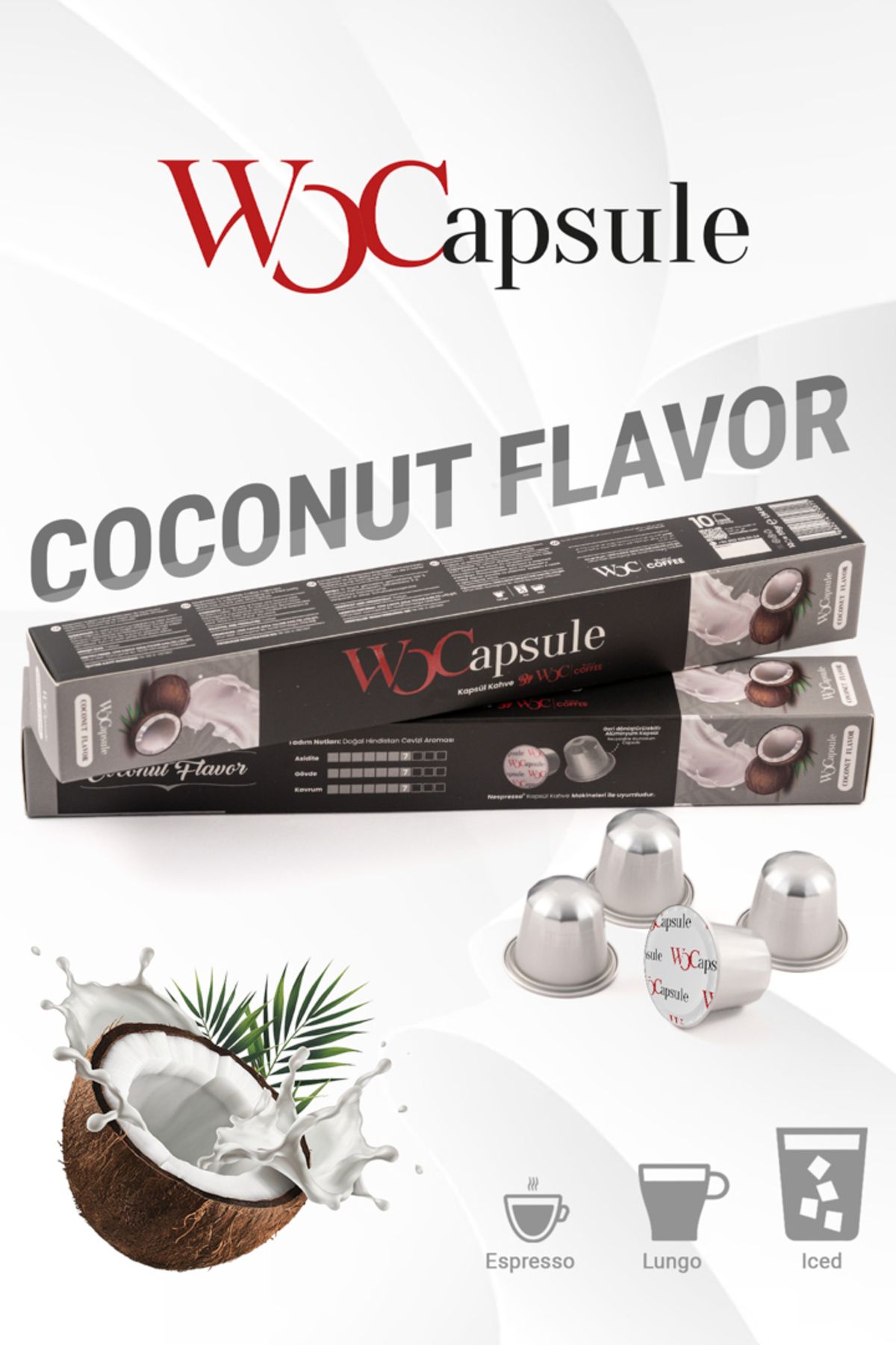 WOC COFFEE Wocapsule Coconut Nespresso Uyumlu Kapsül Kahve 10'lu Kutu