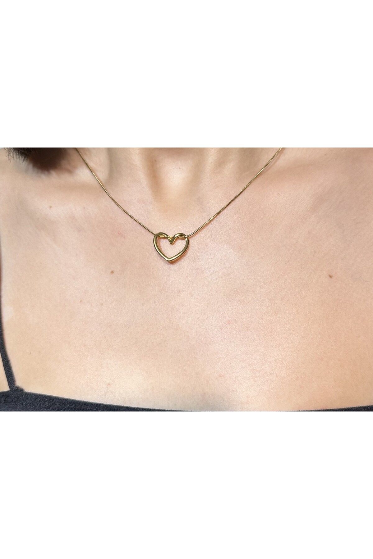 stainles steel-Gold Color Steel Heart Knot Necklace 2