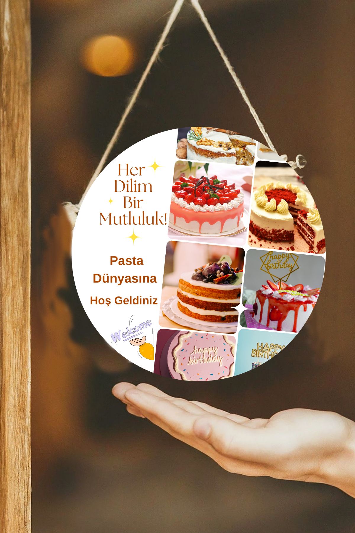 Nod-Patisserie Hall Wall, Door, Double Sided Hanging Board Welcome Sign, Cake Shop Ornament 4