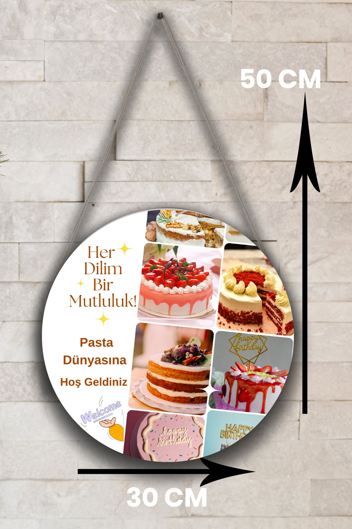 Nod-Patisserie Hall Wall, Door, Double Sided Hanging Board Welcome Sign, Cake Shop Ornament 5