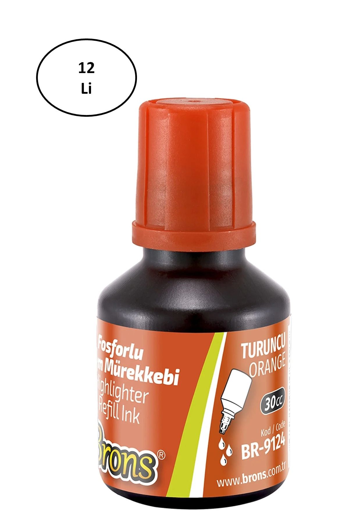 Easy Tedarik Brons Turuncu Fosforlu Kalem Mürekkebi 30 Ml Br-9124 12'li