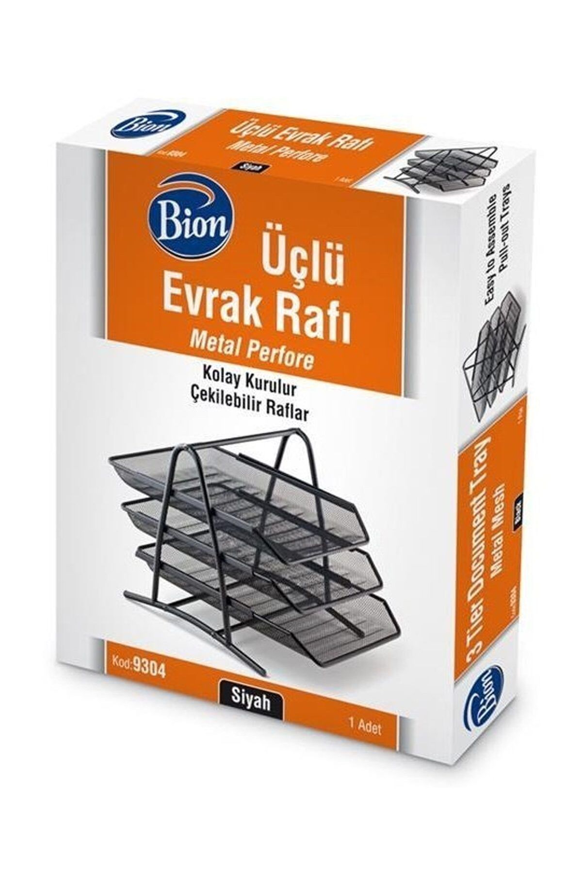 Easy Tedarik Mas Bion Perfore 3'lü Evrak Rafı Siyah