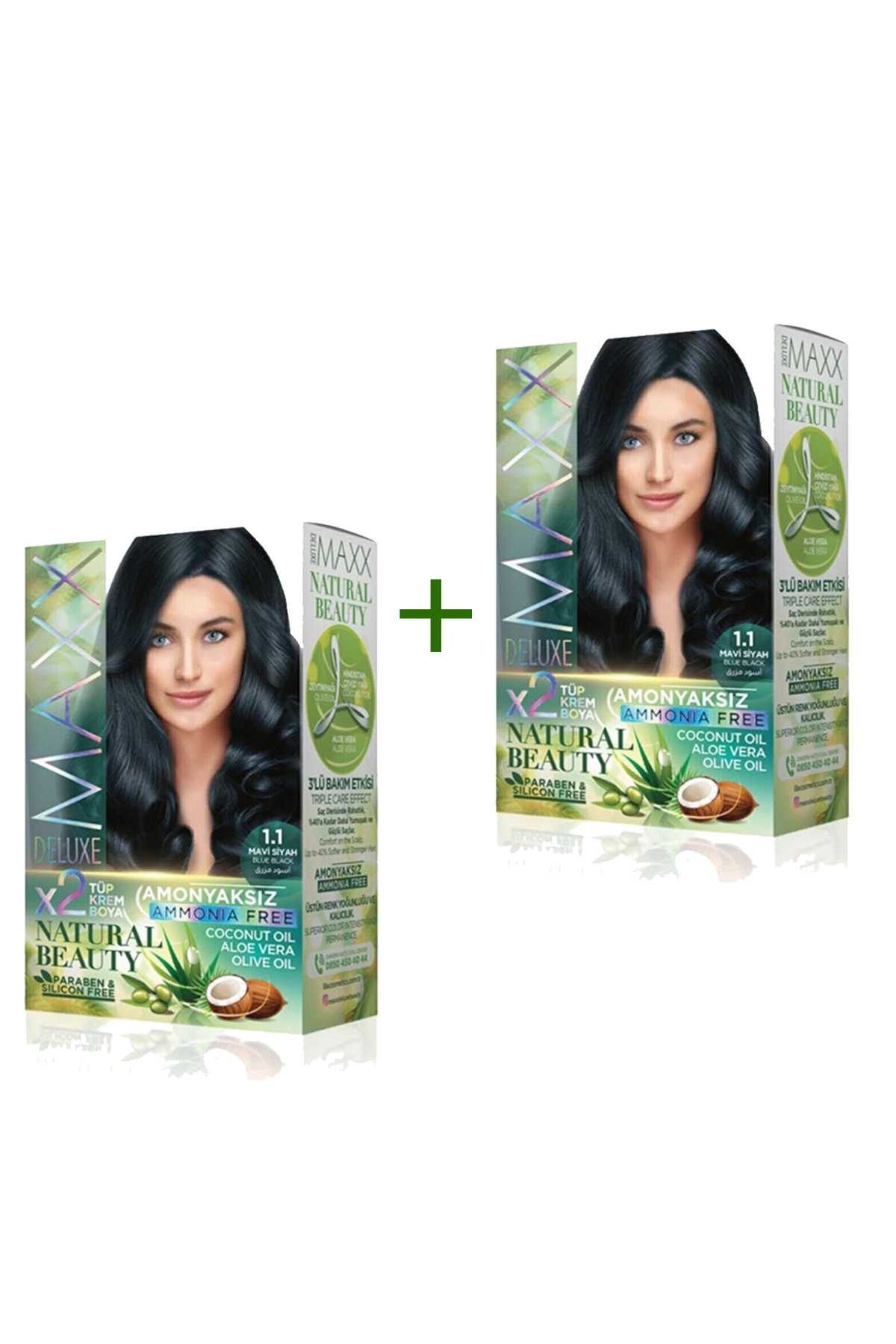 Easy Tedarik 2 Paket Natural Beauty Amonyaksız Saç Boyası 1.1 Mavi Siyah
