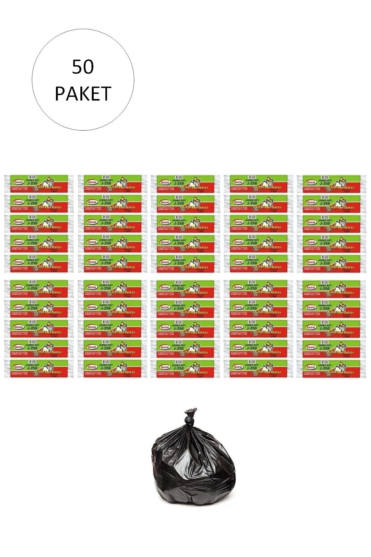 Easy Tedarik J-250 Jumbo Boy Çöp Torbası 80 x 110 cm 10 Lu Rulo x 50 Paket = 500 Adet (Siyah)