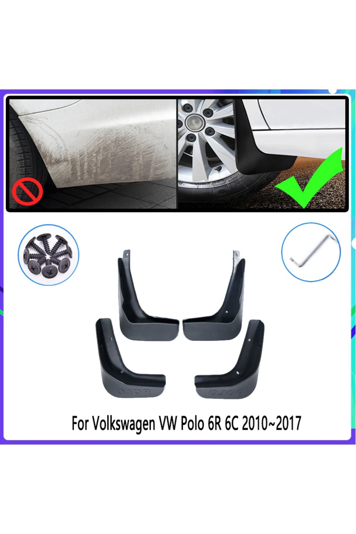 Choice-4 PCS Car MudFlaps for Volkswagen VW Polo 6R 6C 2010~2017 Mudguard Splash Guards Fender Auto Acce... 3