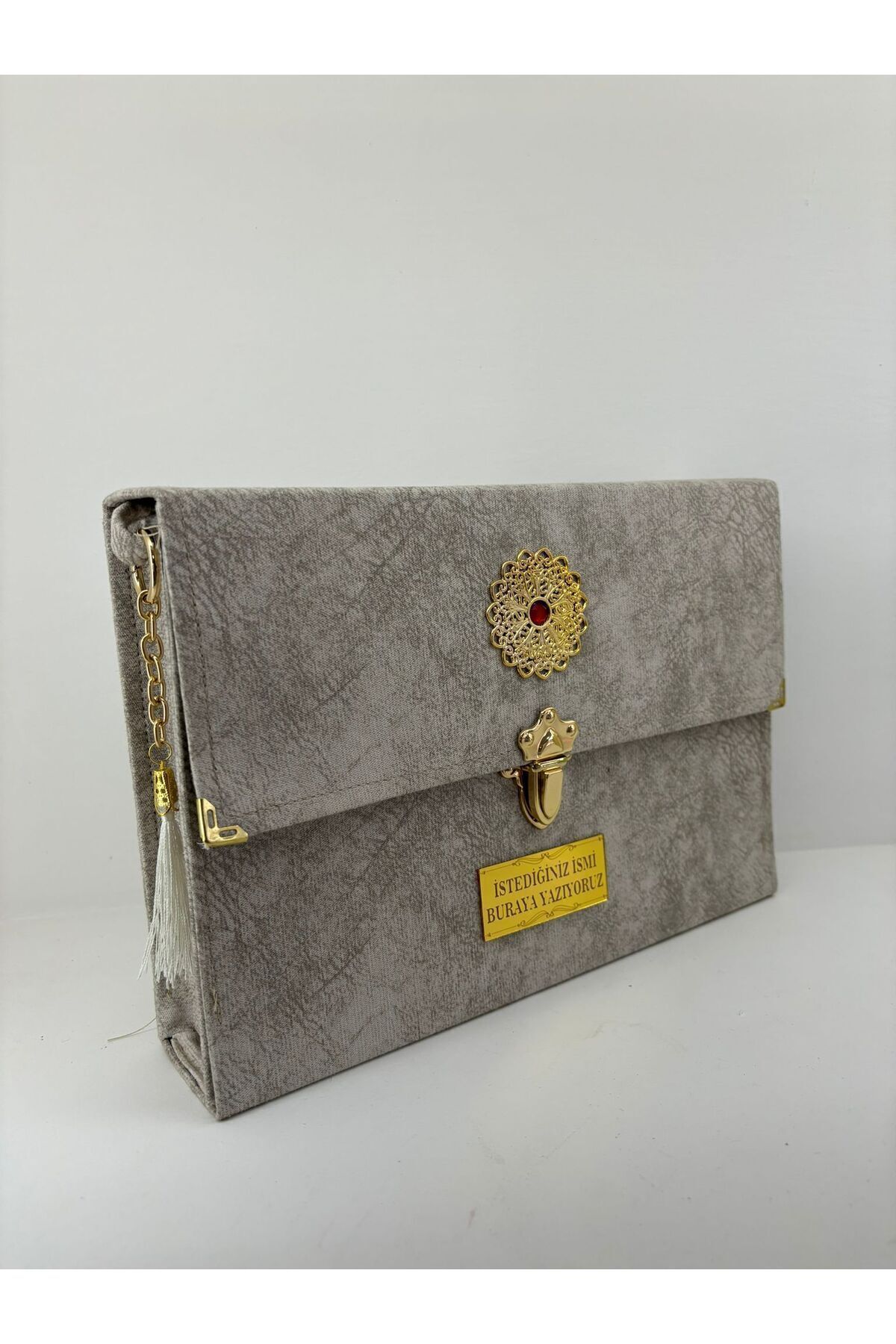 Medrese Kitab Evi Hatim Cüzü Hatim Seti 30 Cüz Rahle Boy 20x28 Krem Nubuk Çantalı Kadife Kuranı Kerim Sesli Dinleme fotoğrafı 2 (önizleme)