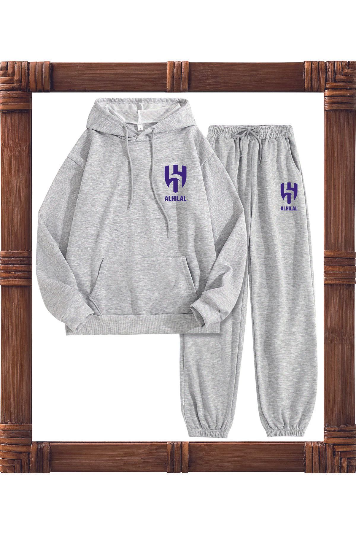 Full HOODIE 3 Iplık ALHILAL  Kapüşonlu Sweatshirt Takımı